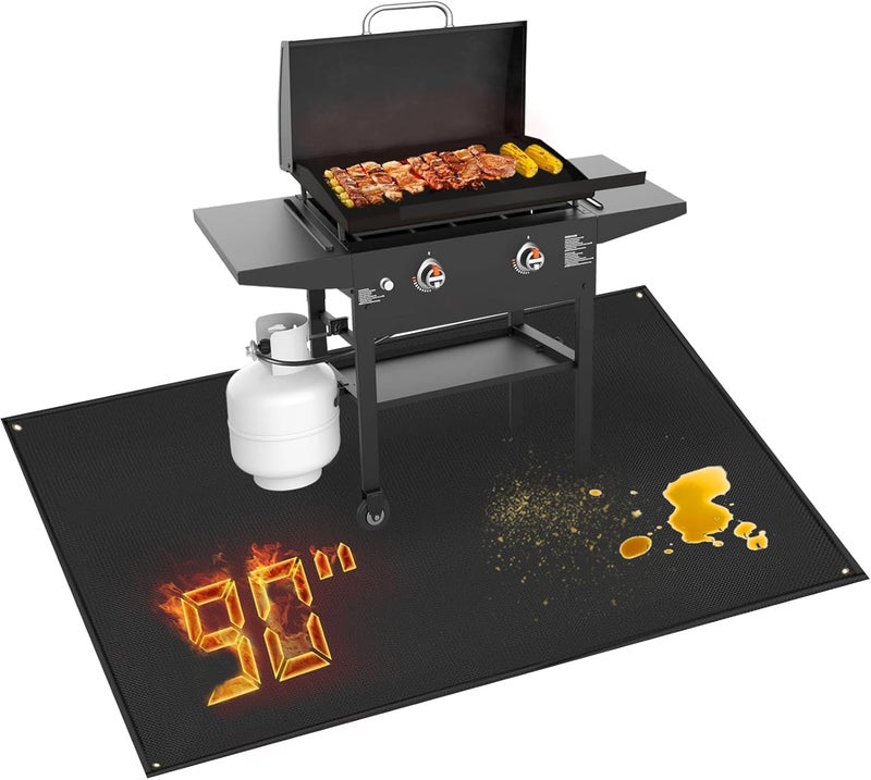 TOHONFOO 90 x 48 in Under Grill Mat Compatible with Blackstone 28in & 36in Griddle - Fireproof BBQ Mats for Grilling to Protect The Deck, Patio, Pavers - Griddle Mat Compatible with Blackstone - Image 1